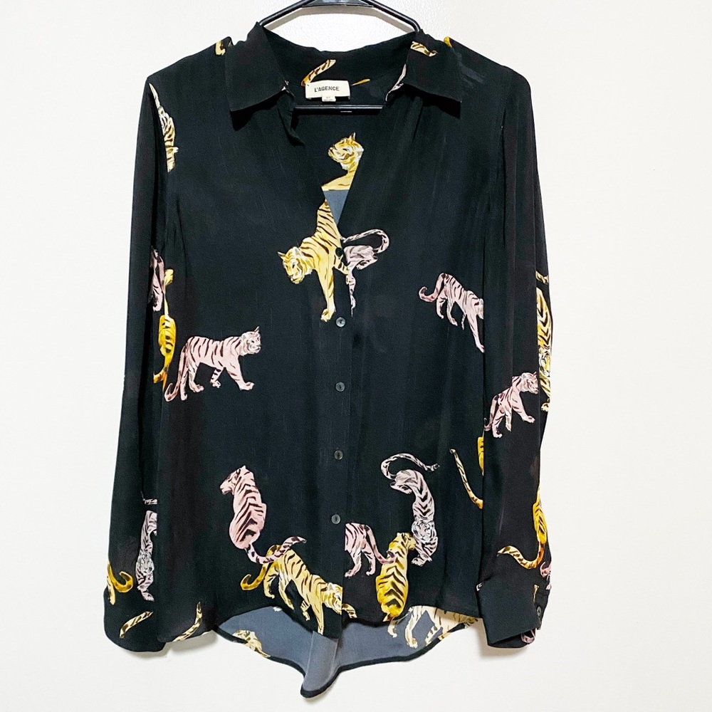 Designer Silk L’AGENCE Blouse Size Small
